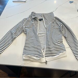 Christine Alexander Striped Hoodie in Navy and White - Size Small